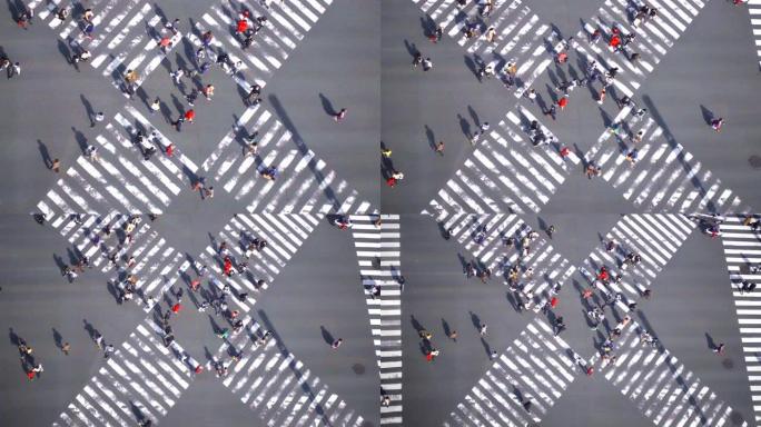 日本东京银座路与人群和汽车交叉路口