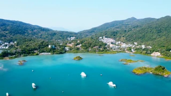 香港东部山区西贡村无人驾驶飞机景观，室外，白天