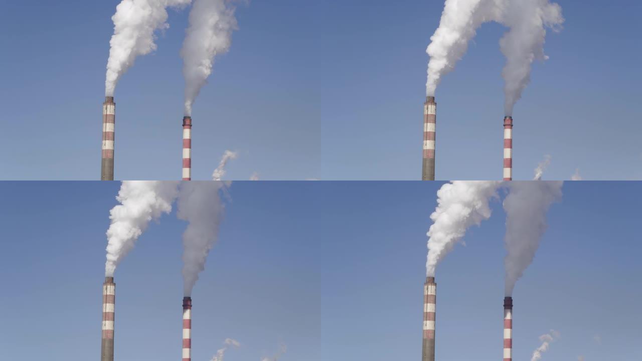 火力发电厂鸟瞰图火力发电厂鸟瞰排放二氧化