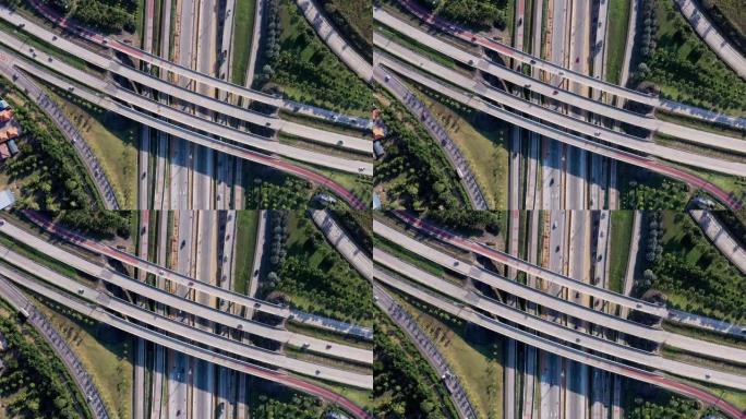 无人机视点高速公路交叉口汽车交通运输技术概念