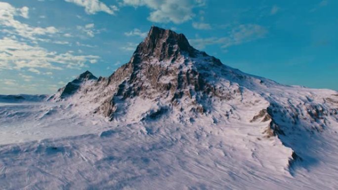 三维可视化的风景，在湖附近的阿尔卑斯山有白雪皑皑的山峰。