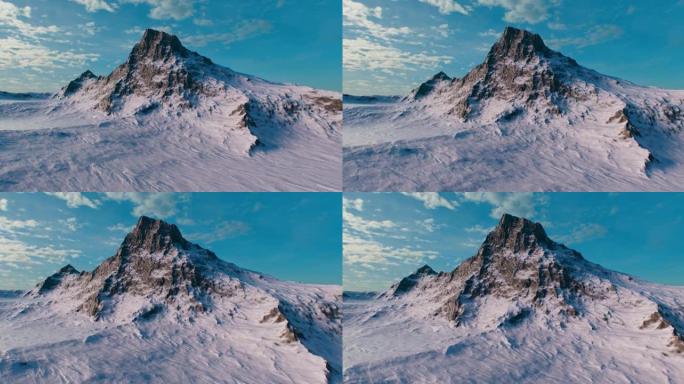 三维可视化的风景，在湖附近的阿尔卑斯山有白雪皑皑的山峰。