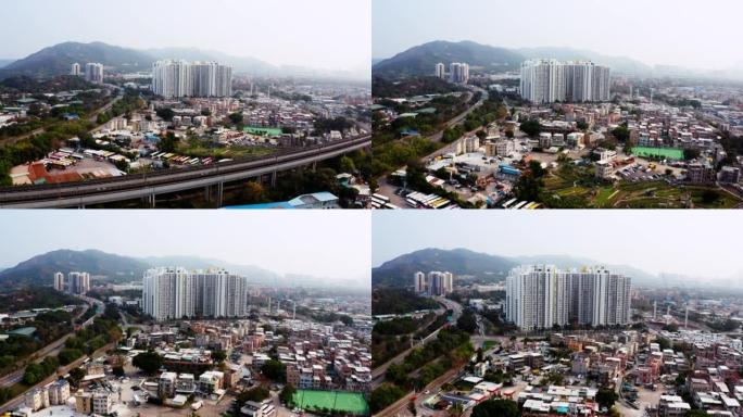 香港天水围无人驾驶飞机的空中概览