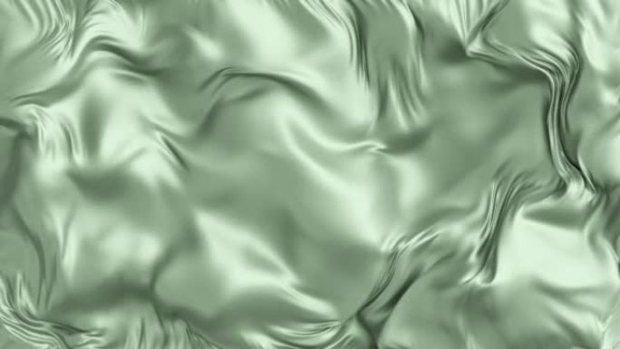 绿色动画波的抽象背景布。带有褶皱和波纹背景的豪华纤维。美丽丰富的横幅上有光泽的纹理编织。概念精致丝绸