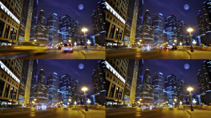 芝加哥之夜。金融大厦。流量。