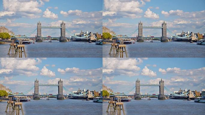 伦敦的塔桥。河流和金融区。