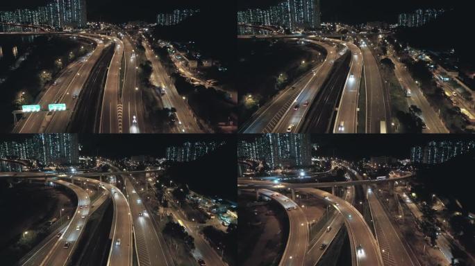 高速公路和城市交通高峰期的鸟瞰图