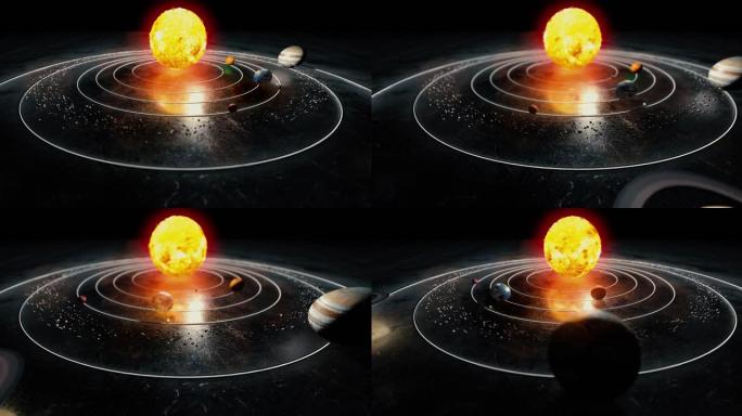 太阳和太阳系的行星动画