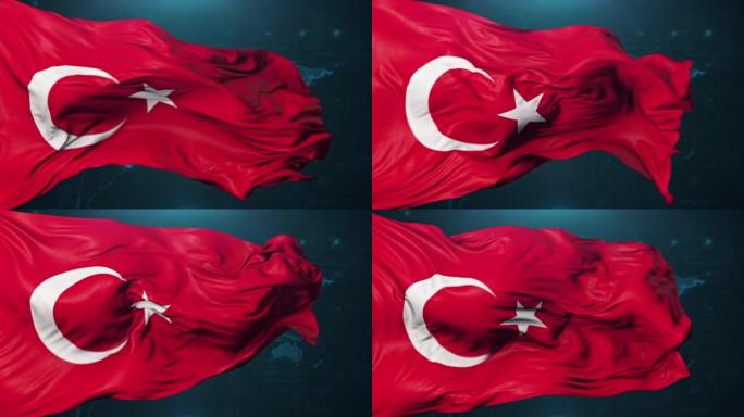 深蓝色背景的土耳其国旗