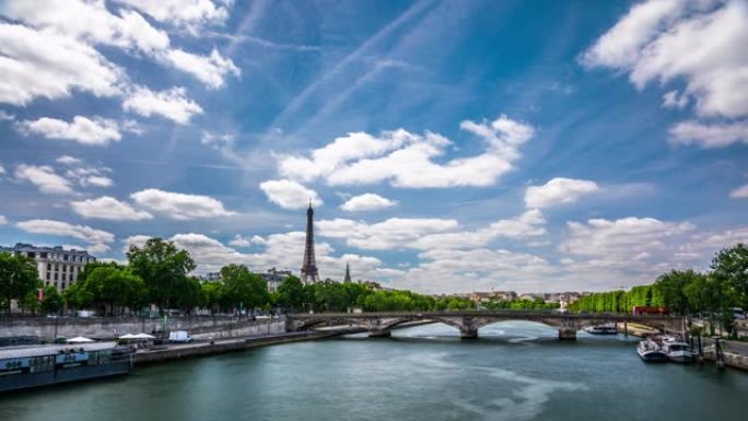 巴黎塞纳河与埃菲尔铁塔-时间流逝