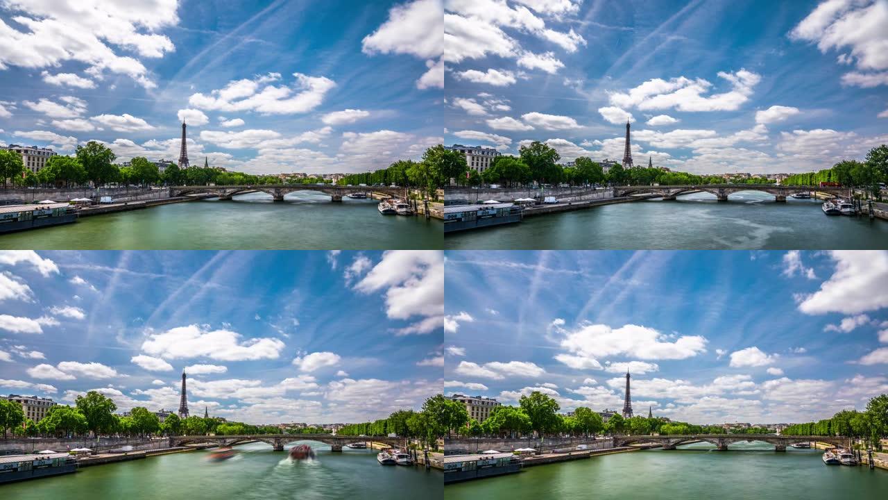 巴黎塞纳河与埃菲尔铁塔-时间流逝
