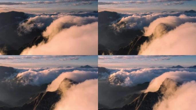 日出时的雪山云瀑是世界上最迷人的风景