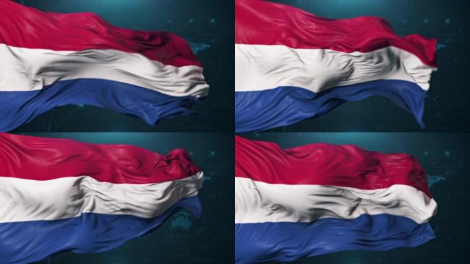 荷兰国旗，深蓝色背景