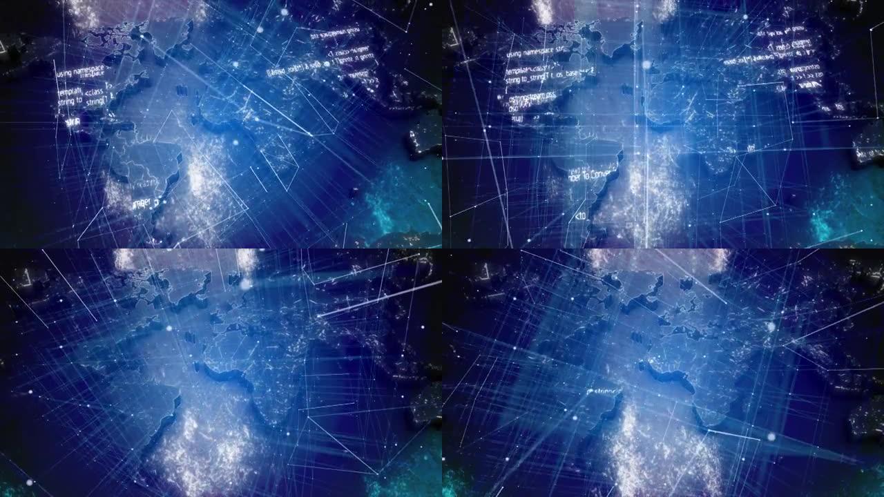 数字网络空间元宇宙概念内的世界地图高质量渲染视频