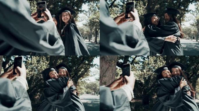 两名学生在毕业当天拍摄自己的照片的4k视频片段