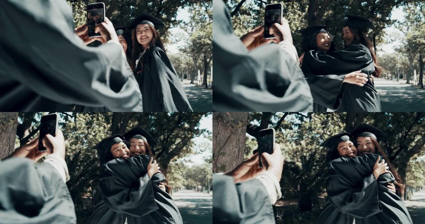 两名学生在毕业当天拍摄自己的照片的4k视频片段