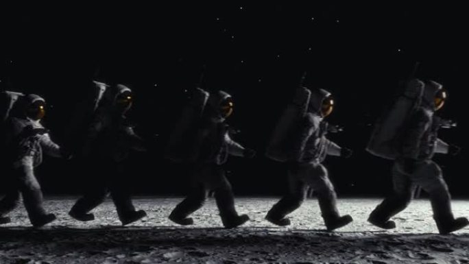 宇航员在月球表面行走。抽象波普艺术4K CGI。