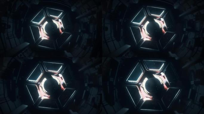 空间站内部窗口视图