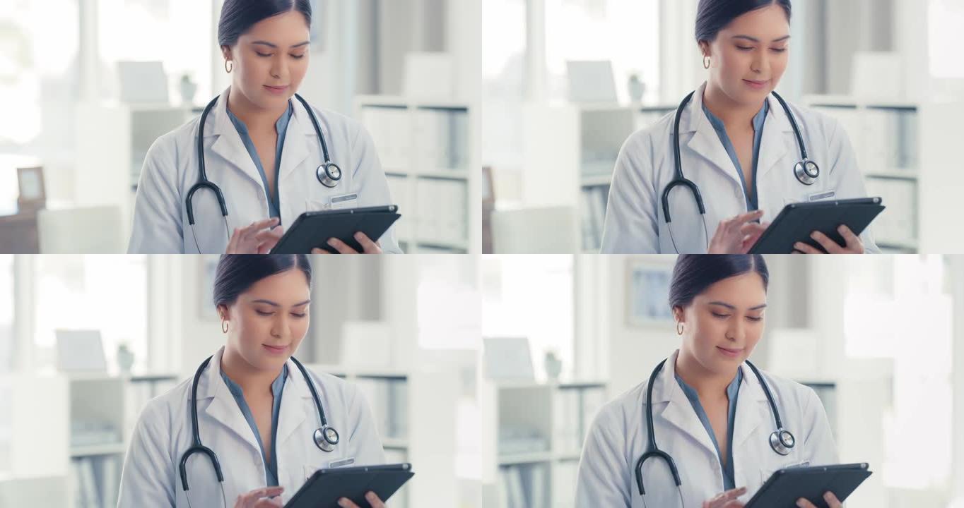 一名年轻女医生使用数字平板电脑的4k视频片段