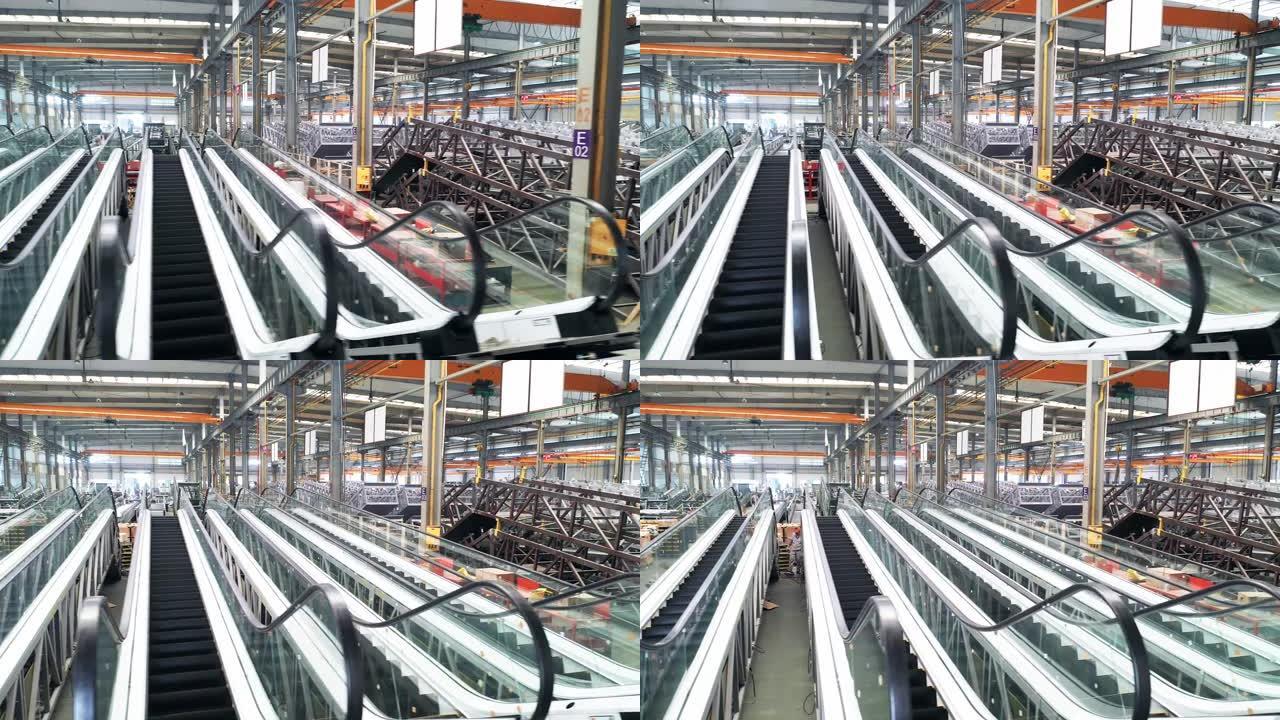 自动扶梯工厂制造业生产视频素材