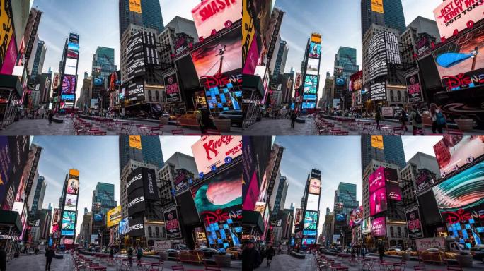 纽约市时代广场大屏幕视频素材车流街头