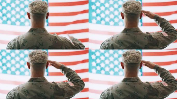 一段4k视频记录了一名面目全非的士兵在国旗前敬礼