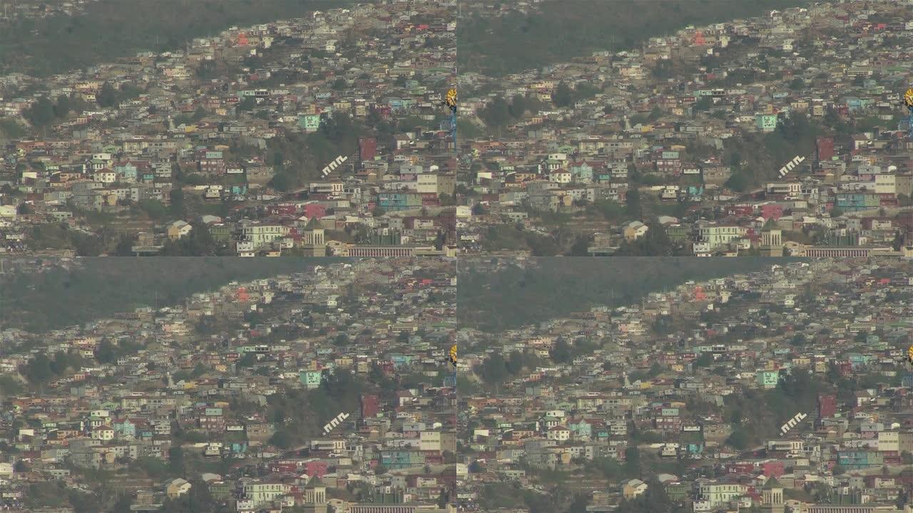 南美洲智利瓦尔帕莱索市。高角度视图。