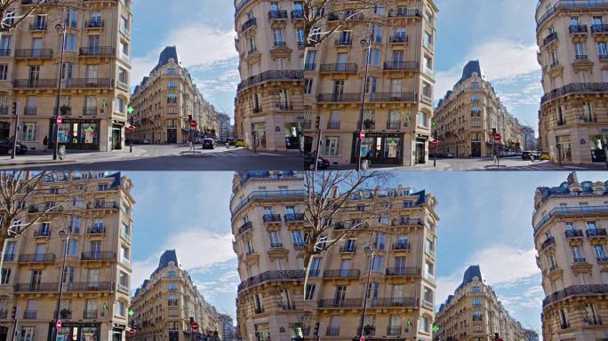巴黎老式建筑的低角度。