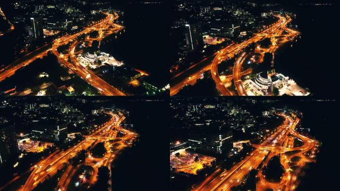 香港夜景灯火通明繁华都市枢纽