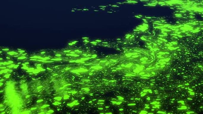 水中发光绿色有毒废物