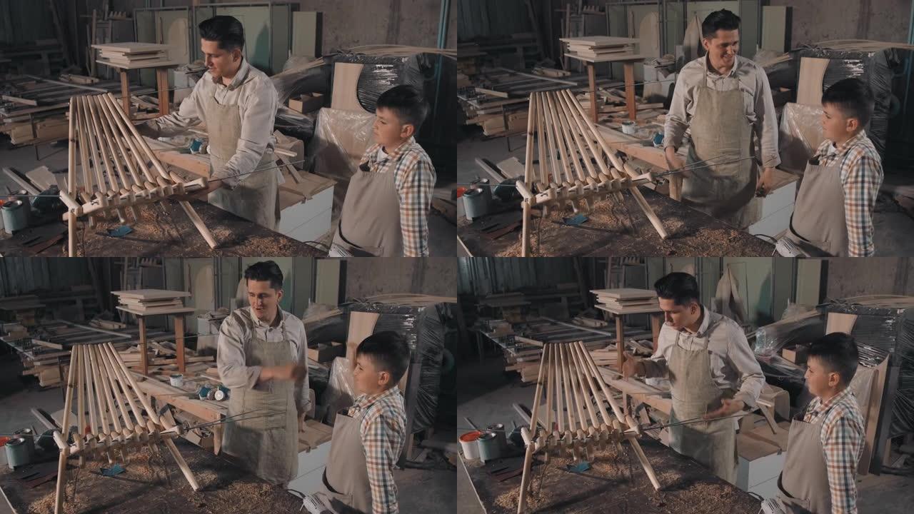 父子制作DIY椅子
