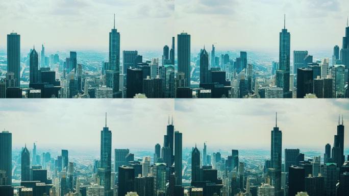 美国伊利诺伊州天际线芝加哥城市景观的时间流逝