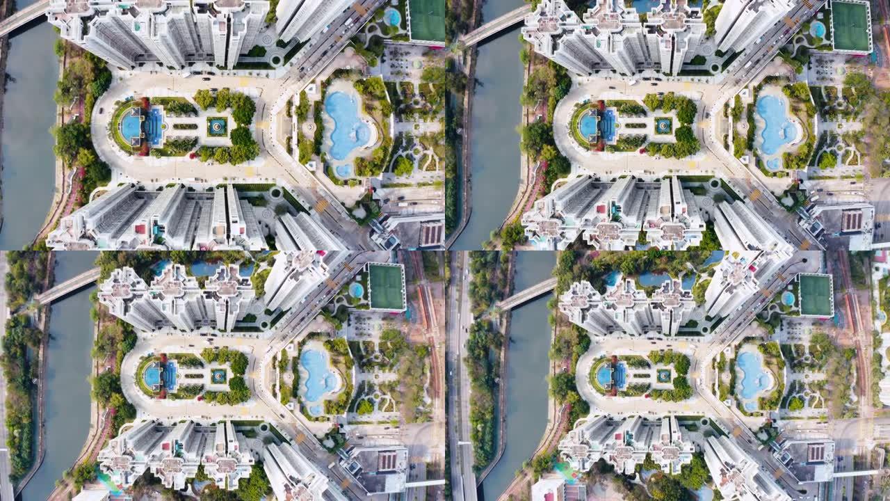 无人机拍摄的香港天水围私人住宅
