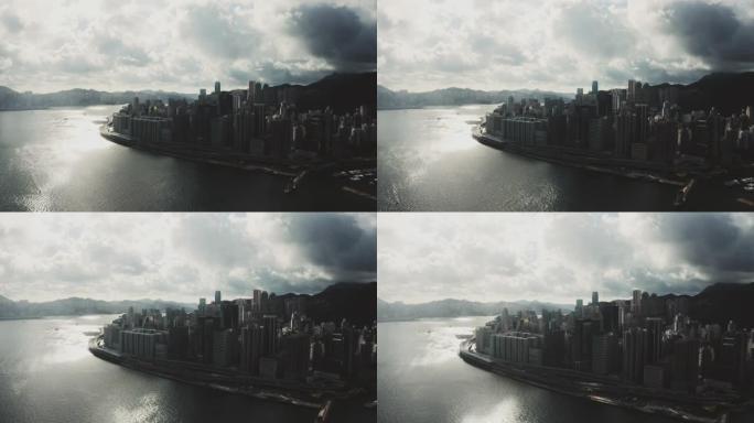 香港城市的鸟瞰图高空上空大景全景风景风光