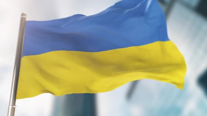 乌克兰国旗。慢动作