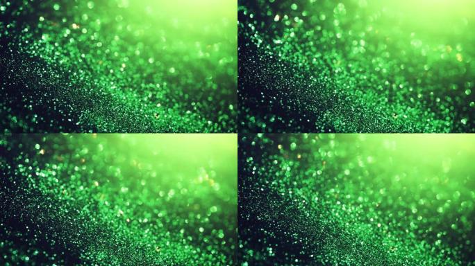 慢粒子流-宏拍摄-绿色-抽象背景-可循环
