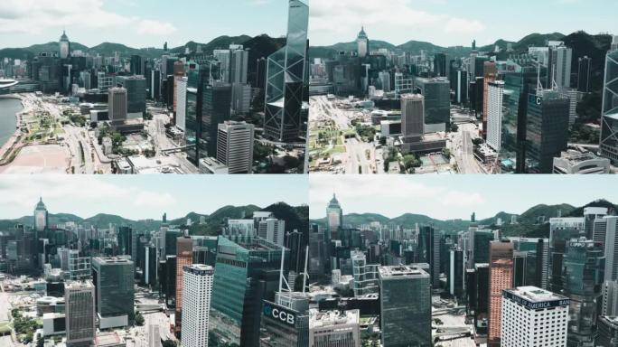 无人机拍摄的香港金钟区