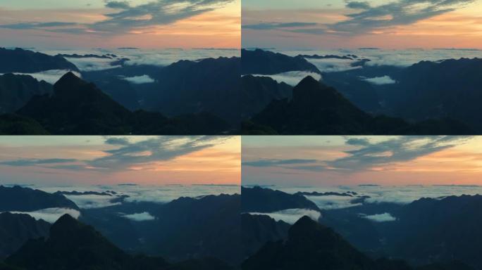 早晨的山景鸟瞰图日出云海早晨云雾壮丽山脉