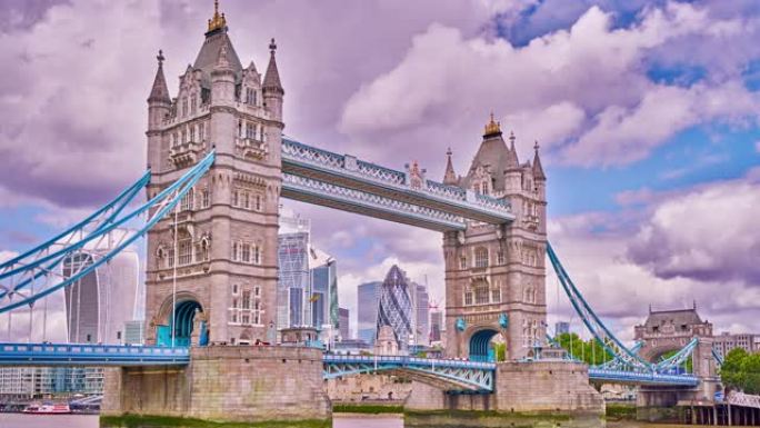 塔桥和伦敦金融区国外桥外国地标旅游
