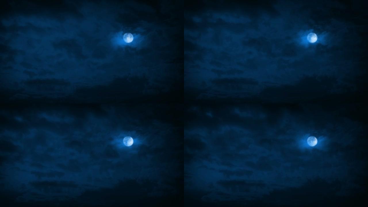 夜晚有过云的月亮舞台背景月夜夜空满月