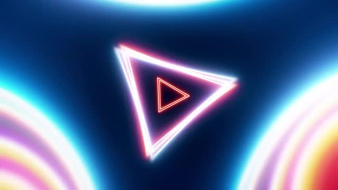 抽象光纤发光三角形形状背景旋转可循环，美丽的VJ，DJ灯光秀，漩涡，隧道，游戏，互联网，数据，派对，