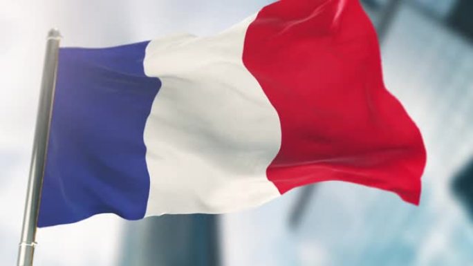 法国国旗。慢动作