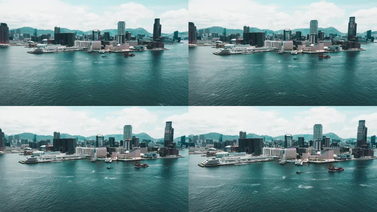 九龙尖沙咀香港市容无人机景观