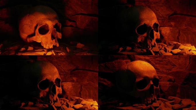 火光中的头骨中世纪设置3个版本