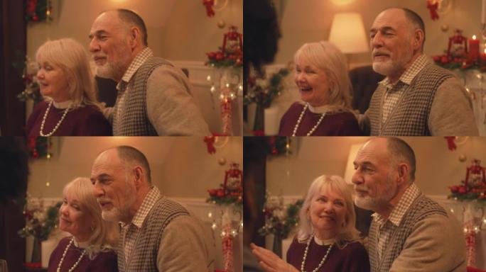 祖父母与家人一起庆祝圣诞节