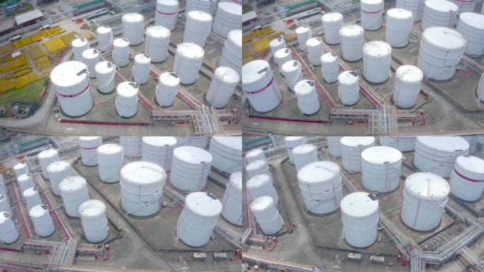 鸟瞰式炼油厂俯拍俯视油气天然气