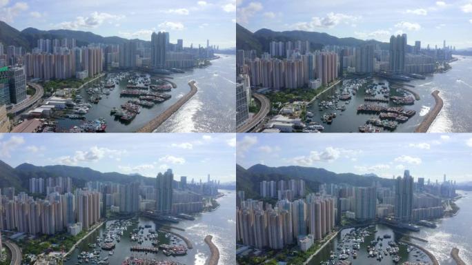 香港住宅楼的无人机视图