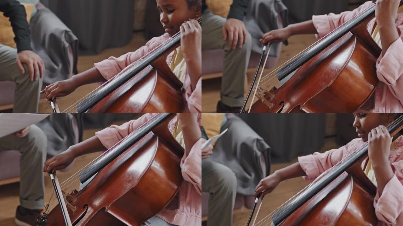玩低音提琴的女孩宣传片实拍视频素材