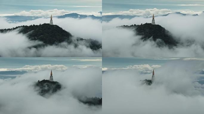 雾的流逝在泰国北部的雨林山上流过
