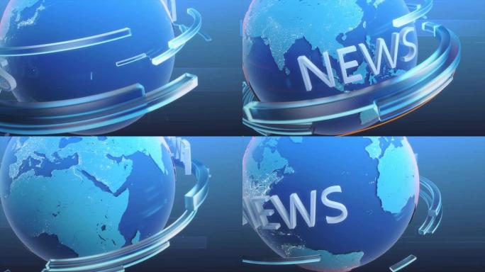 突发新闻频道介绍以围绕地球旋转的概念3D徽标完成。新闻台广播介绍概念